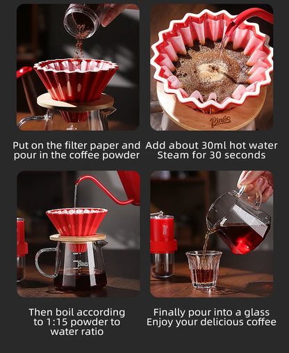 BINCOO 350ml/600ml Coffee Filter Cup Hand Brew Coffee Pot Coffee Sharing Pot Reusable Funnel Dripper Filter Coffee Utensils Set