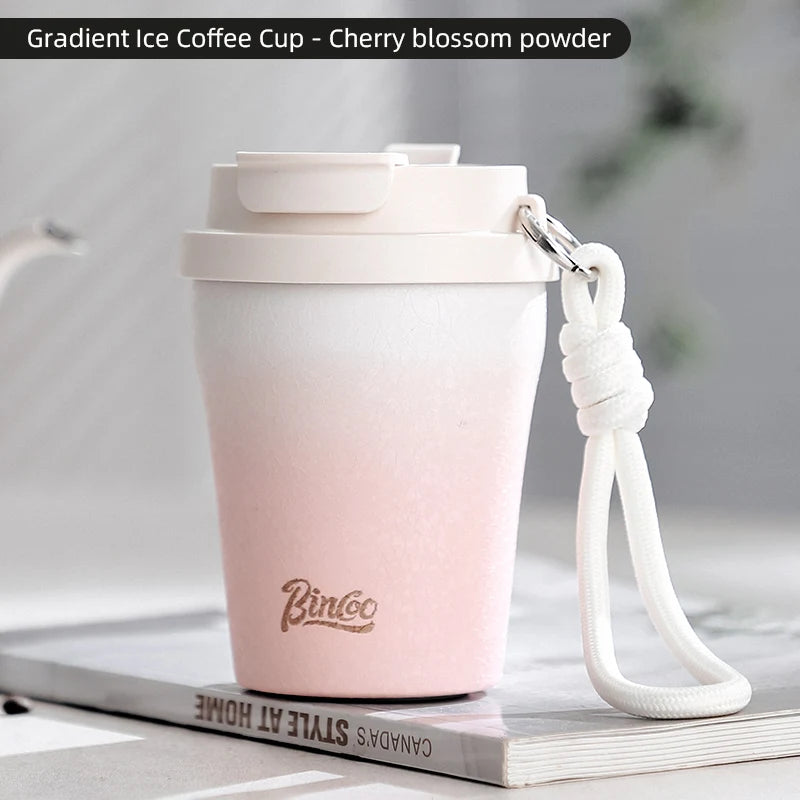 Coffee Insulated Cup 280ML Outdoor Portable Ice Cup Travel Coffee Mug Spill Proof With Lid Car Direct Drinking Thermos Cup