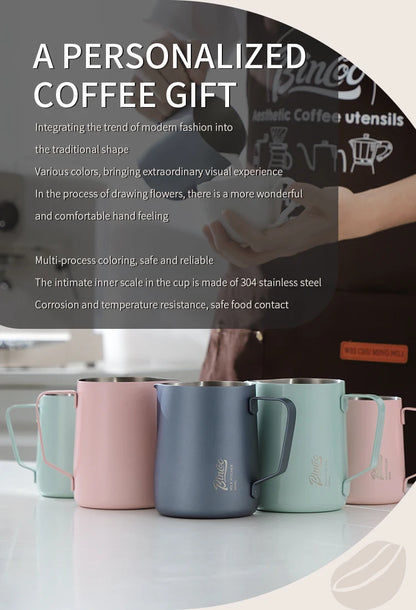 350/600ML Coffee Milk Frothing Pitcher Jug 304 Stainless Steel Precise Scale High Quality Latte Barista Professional CafeUtensil