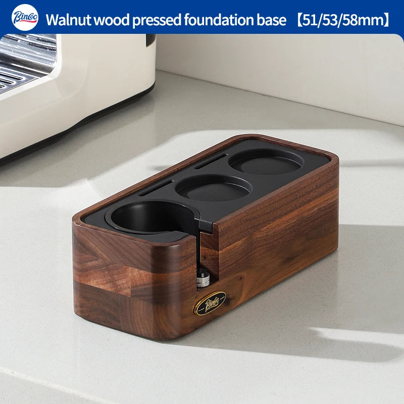 Bincoo Wooden Espresso Tamping Stand Set: Tamper+Distributor, 51/58mm Dual-Size, Barista Organizer
