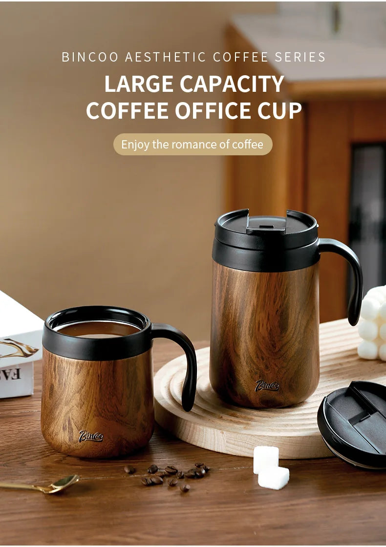 BINCOO-304 Stainless Steel Coffee Mug, Thermal and Cold Insulation Latte Cup, Large-Capacity, Home and Office, 350ml, 500ml