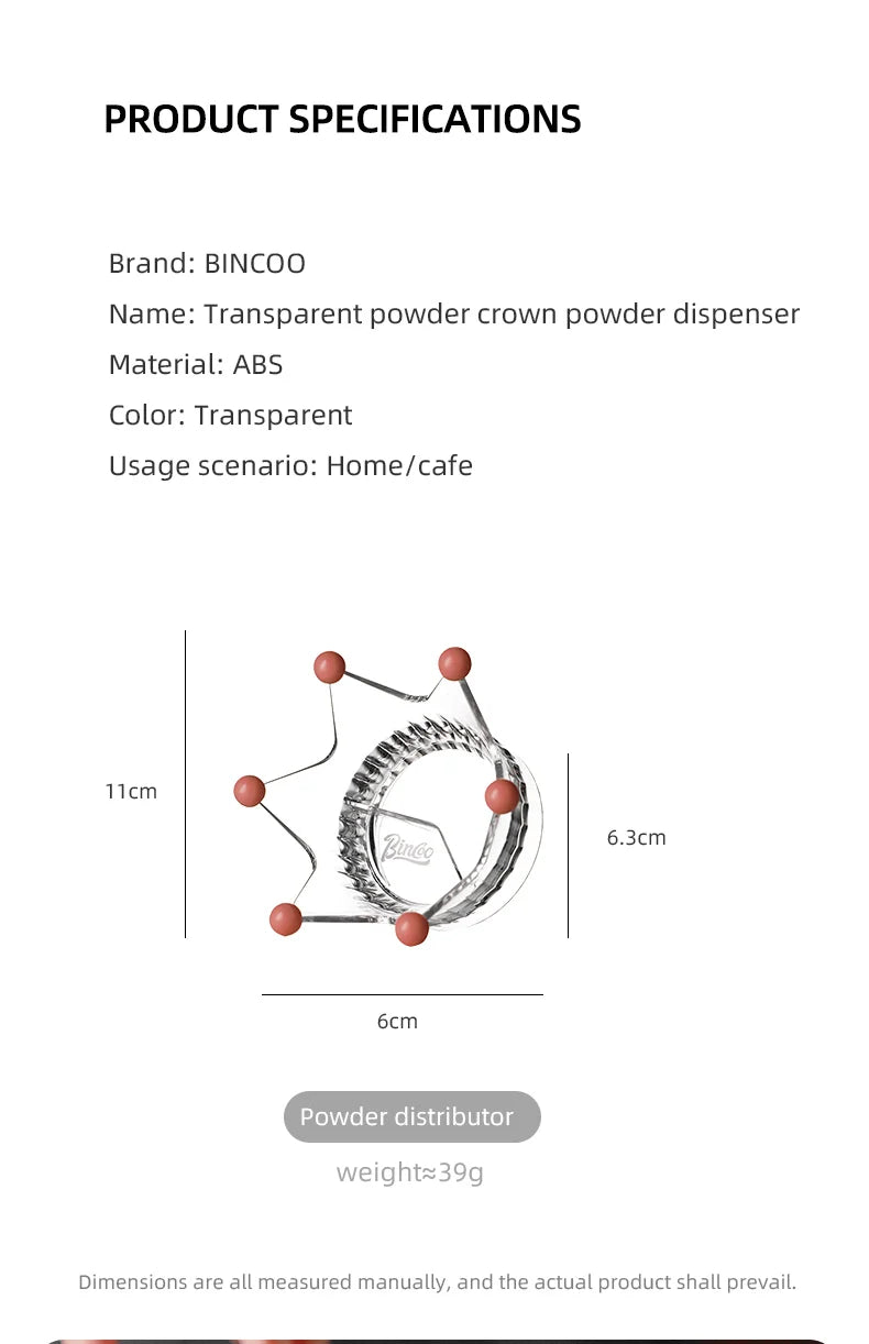 Bincoo Crown Style Coffee Distributor for Moka Pot, Powder Filling & Tamping Tool, Barista Accessory with Leveling Base