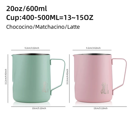 Bincoo Pointed Spout Milk Frothing Pitcher, 350ml/600ml Stainless Steel Latte Art Cup, Professional Coffee Steaming Jug