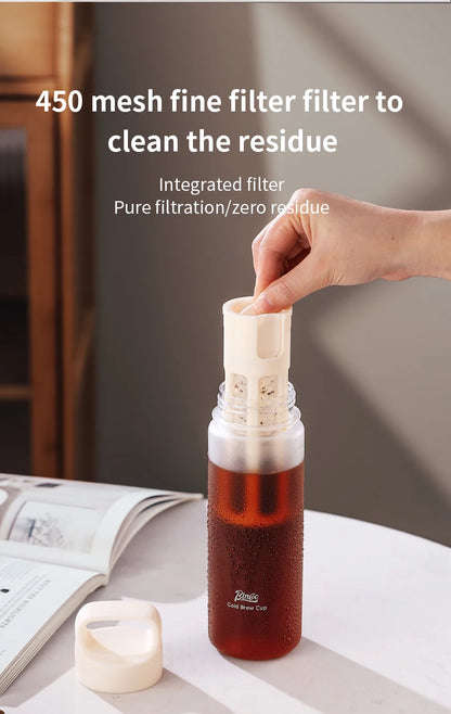 BINCOO Hand Brewed Cold Extraction Bottle Portable Cold Brew Coffee Pot Accompanying Cup Outdoor Lemon Juice Smoothie Filter Cup