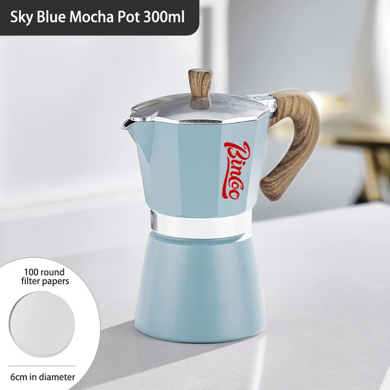 Bincoo Coffee Moka Pot Aluminum 300ml Mocha Pot Classic Italian Espresso Pot Kitchen Home Barista Coffee Machine Accessories