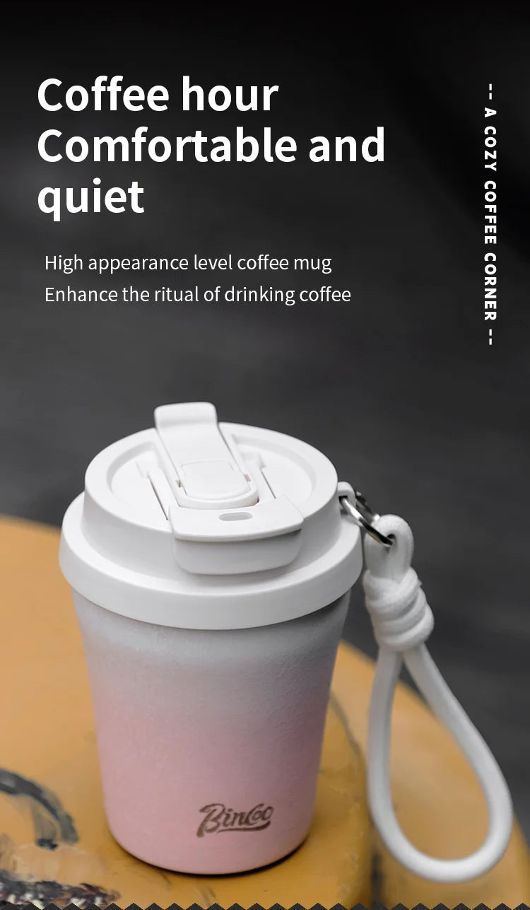 Coffee Insulated Cup 280ML Outdoor Portable Ice Cup Travel Coffee Mug Spill Proof With Lid Car Direct Drinking Thermos Cup