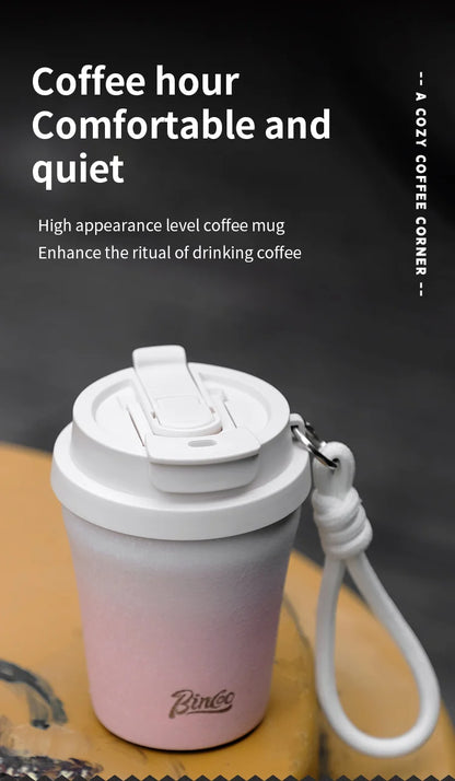 Coffee Insulated Cup 280ML Outdoor Portable Ice Cup Travel Coffee Mug Spill Proof With Lid Car Direct Drinking Thermos Cup