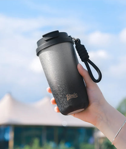 Bincoo 500Ml 304 Stainless Steel Coffee Cup Vacuum Insulated Travel Cup Gradient Color Portable Insulated Cup With Lifting Rope
