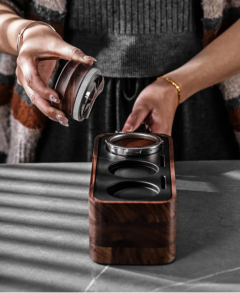BINCOO 51/58mm 30Ib Constant Pressure Coffee Tamper & Distributor with Tamping Base Espresso Tamper Set Home Barista Accessories