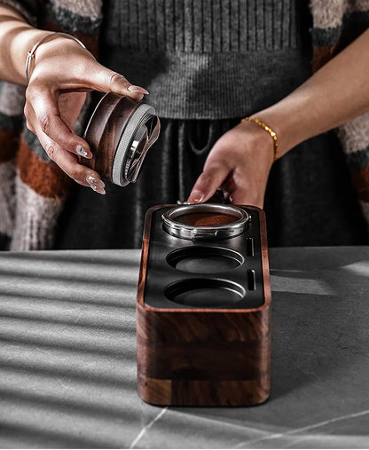 BINCOO 51/58mm 30Ib Constant Pressure Coffee Tamper & Distributor with Tamping Base Espresso Tamper Set Home Barista Accessories