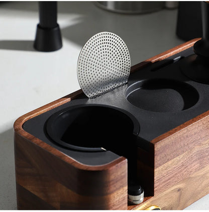Bincoo Wooden Espresso Tamping Stand Set: Tamper+Distributor, 51/58mm Dual-Size, Barista Organizer
