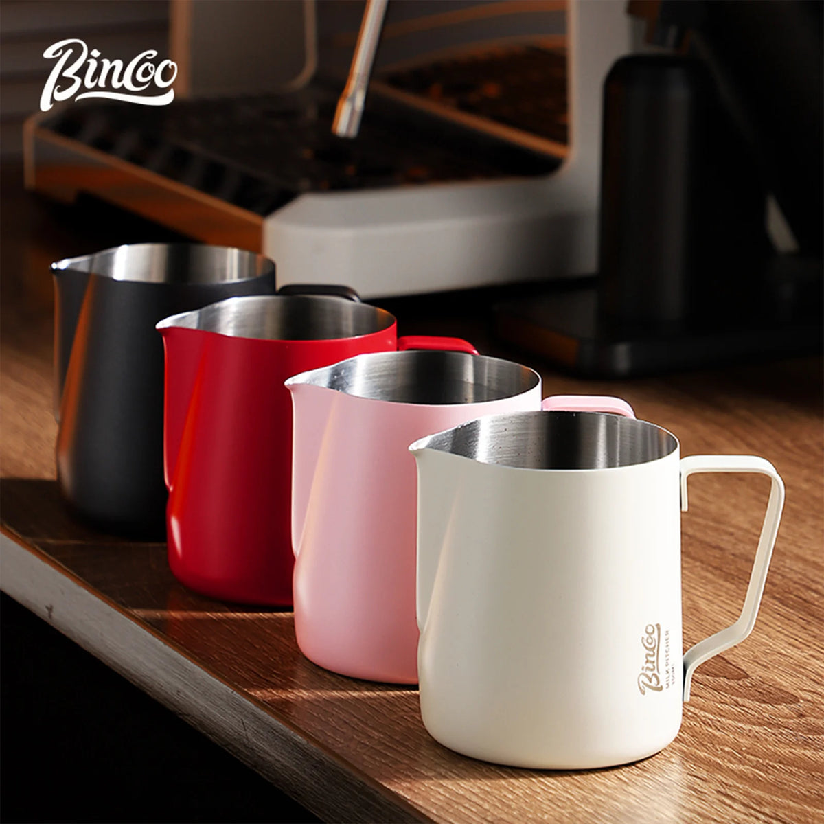 Bincoo Pointed Spout Milk Frothing Pitcher, 350ml/600ml Stainless Steel Latte Art Cup, Professional Coffee Steaming Jug