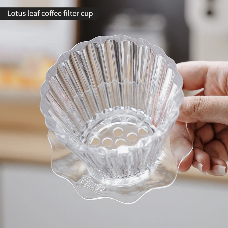 Bincoo  Basket Coffee Dripper Crystal Eye Pour Over Coffee Filter Tritan 1-2Cups Coffee Maker Flat Bottom Increase Uniformity