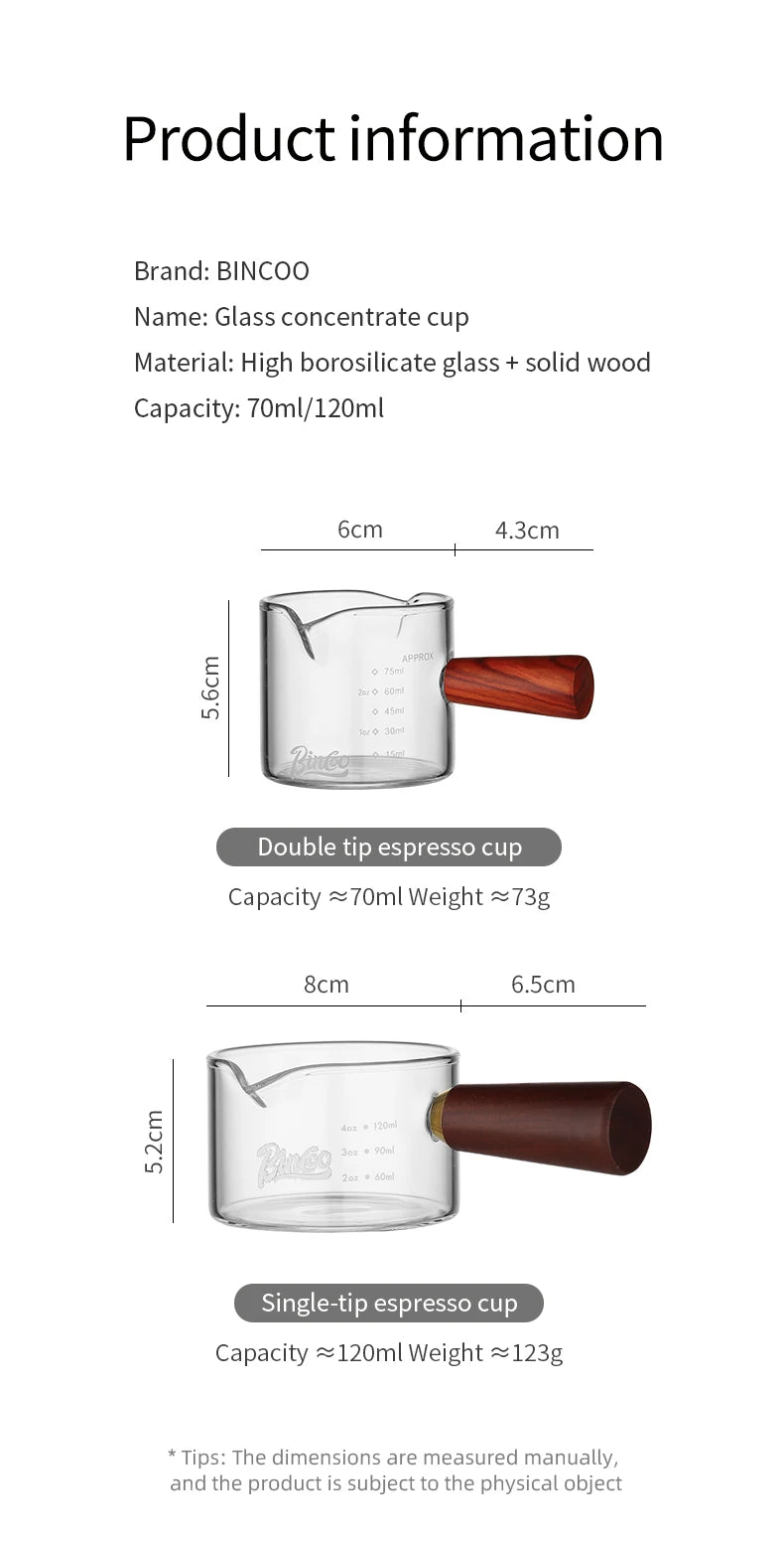 70/120/180ml Heat-resisting Glass Espresso Measuring Cup Double/Single Mouth Glass Milk Jug With Handle Glass Scale Measure Mugs