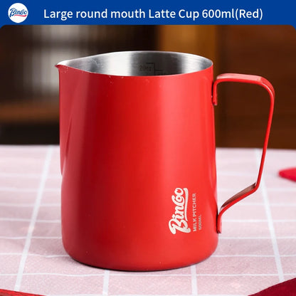 Bincoo Pointed Spout Milk Frothing Pitcher, 350ml/600ml Stainless Steel Latte Art Cup, Professional Coffee Steaming Jug