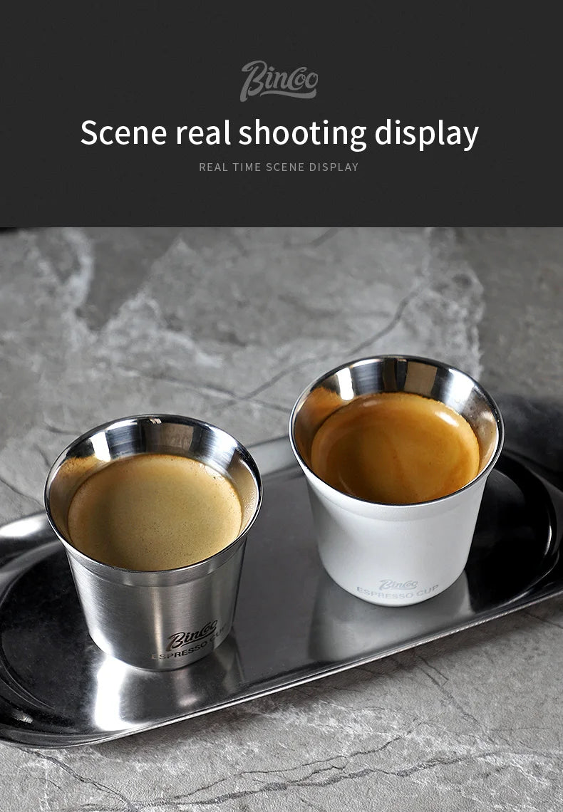 Bincoo 304 Stainless Steel Espresso Mugs 80ML Coffee Cups Insulated Double Wall Heat-insulating Safe Small Capacity Drink Cups