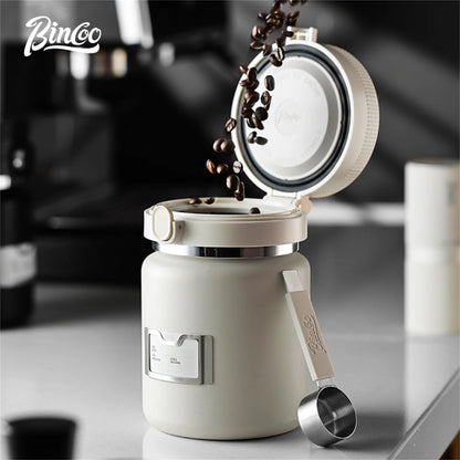 Bincoo Coffee Bean Vacuum Sealed Tank Stainless Steel Grain Tea Nut Keep Fresh Storage Jars Kitchen Airtight Sealed Cans 1000ML