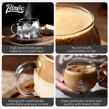 Bincoo 280ml Heat Resistant High Borosilicate Glass Mug Coffee Cup with Handle Office Tea Milk Water Cup Clear Cups Espresso mug