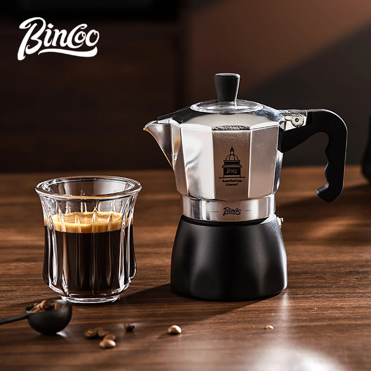 BINCOO Dual Valve Moka Pot Extraction Espresso Maker Hand Brewed Coffee Mocha Pot Italian Home Outdoor Barista Accessories