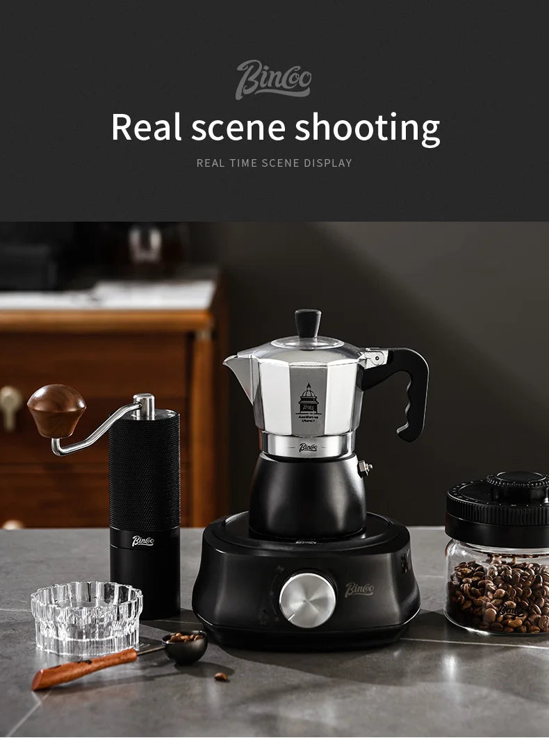 BINCOO Dual Valve Moka Pot Extraction Espresso Maker Hand Brewed Coffee Mocha Pot Italian Home Outdoor Barista Accessories