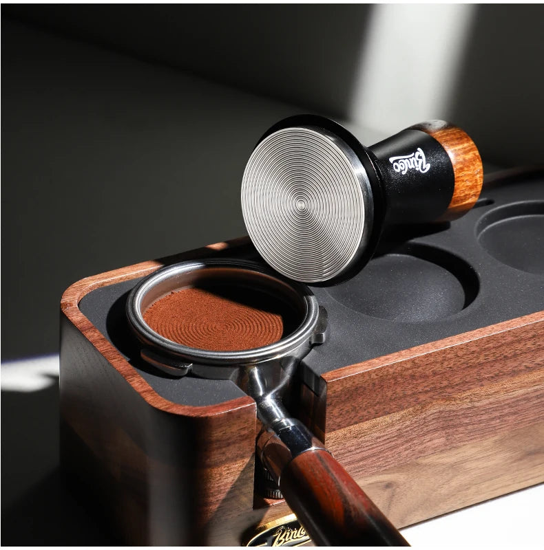 Bincoo Wooden Espresso Tamping Stand Set: Tamper+Distributor, 51/58mm Dual-Size, Barista Organizer