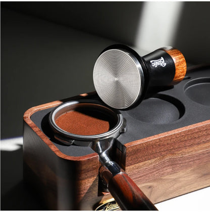 Bincoo Wooden Espresso Tamping Stand Set: Tamper+Distributor, 51/58mm Dual-Size, Barista Organizer