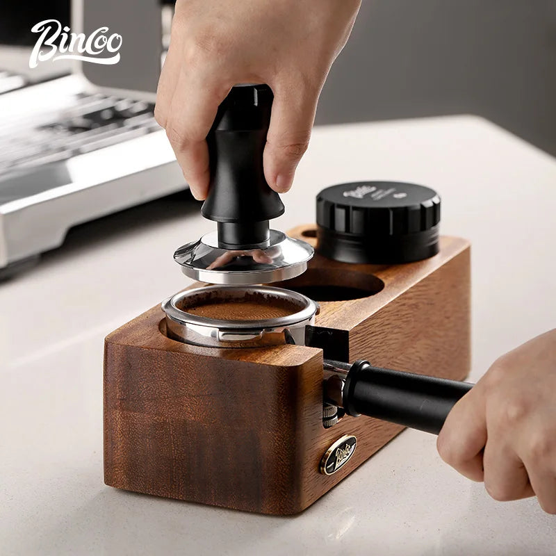 Bincoo-Walnut Coffee Press Base, Powder Distributor Set, Italian Handle, Universal Appliance Tool, Storage Base, 51mm, 58mm