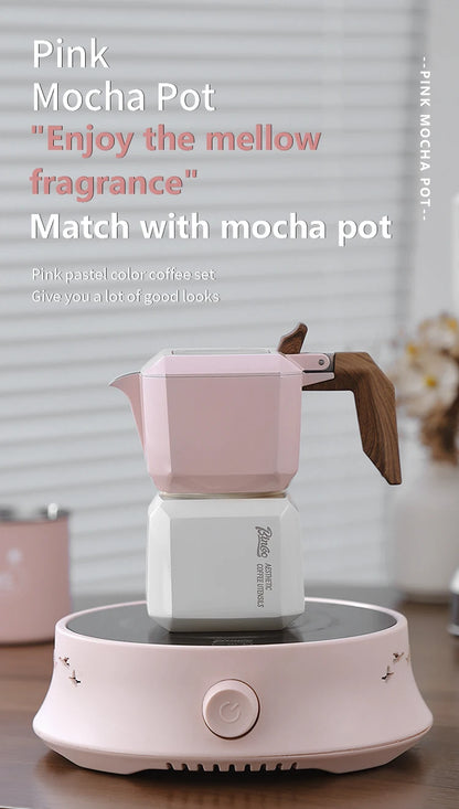 BINCOO Double Valve Moka Pot Square Coffee Pot Espresso Pot Coffee Extraction Maker Set for Home and Outdoor Electric Stove 220v