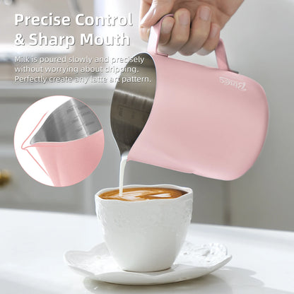 Bincoo Pointed Spout Milk Frothing Pitcher, 350ml/600ml Stainless Steel Latte Art Cup, Professional Coffee Steaming Jug