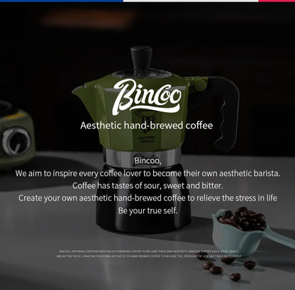 Bincoo Double Valve Moka Pot Espresso Machine Extraction Thermostatic Coffee Mocha Pot Set Outdoor Italian Home Barista Utensils