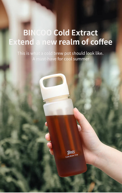 BINCOO Hand Brewed Cold Extraction Bottle Portable Cold Brew Coffee Pot Accompanying Cup Outdoor Lemon Juice Smoothie Filter Cup