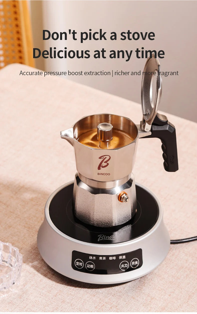 Bincoo Three Valve 316 Stainless Steel Mocha Pot Pressure Concentrating Extraction Coffee Pot Home Professional Barista Kit