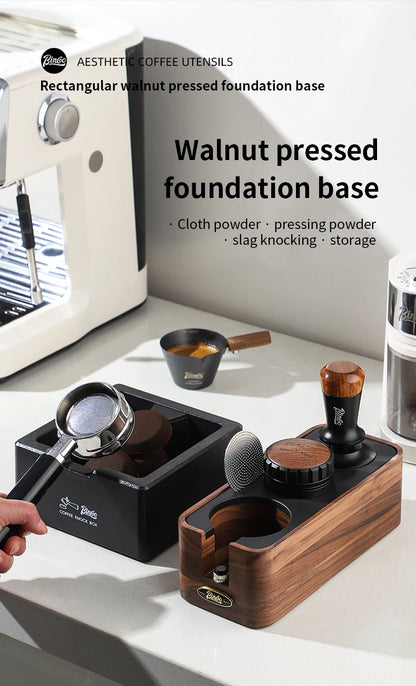 Bincoo Wooden Espresso Tamping Stand Set: Tamper+Distributor, 51/58mm Dual-Size, Barista Organizer
