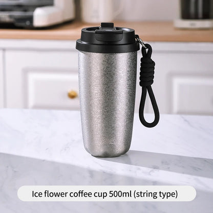 Bincoo 500Ml 304 Stainless Steel Coffee Cup Vacuum Insulated Travel Cup Gradient Color Portable Insulated Cup With Lifting Rope