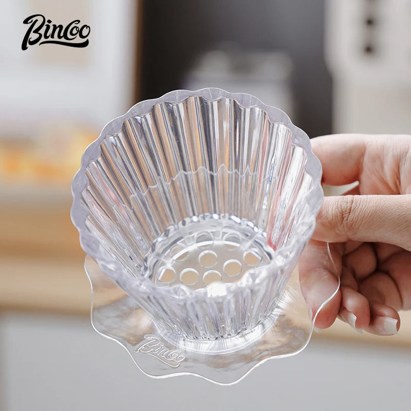 Bincoo  Basket Coffee Dripper Crystal Eye Pour Over Coffee Filter Tritan 1-2Cups Coffee Maker Flat Bottom Increase Uniformity