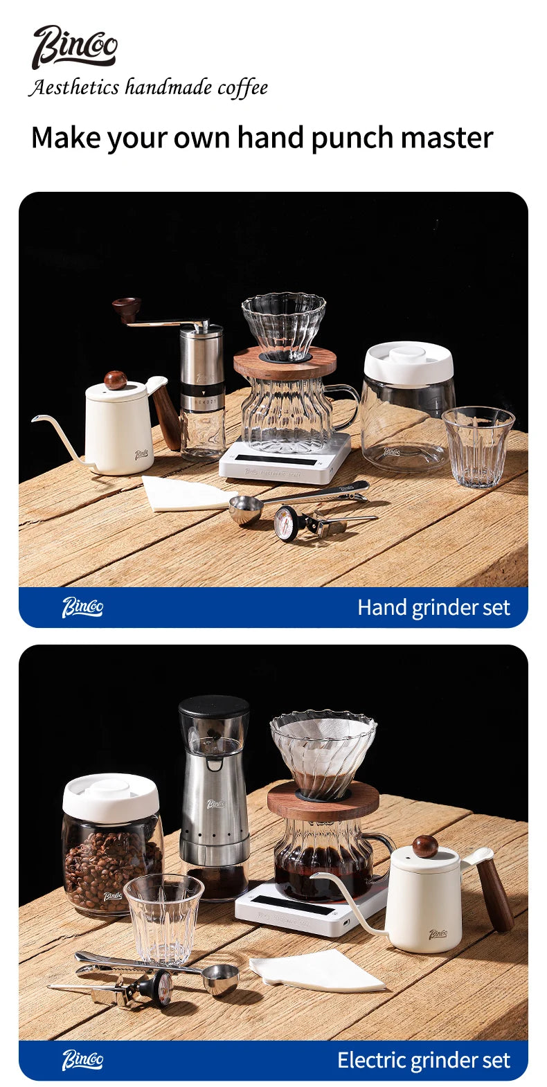 Bincoo 500ml Pour Over Coffee Maker Set Glass Carafe Coffee with Glass Coffee Filter Drip Coffee Maker Set for Home or Office