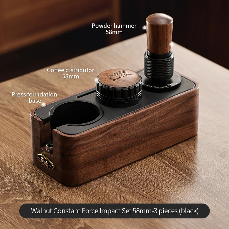 Bincoo Solid Wood Coffee Tamping Stand, Fits 51/58mm Portafilters, Espresso Distributor Base, Barista Tool