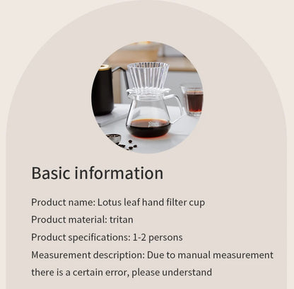 Bincoo  Basket Coffee Dripper Crystal Eye Pour Over Coffee Filter Tritan 1-2Cups Coffee Maker Flat Bottom Increase Uniformity
