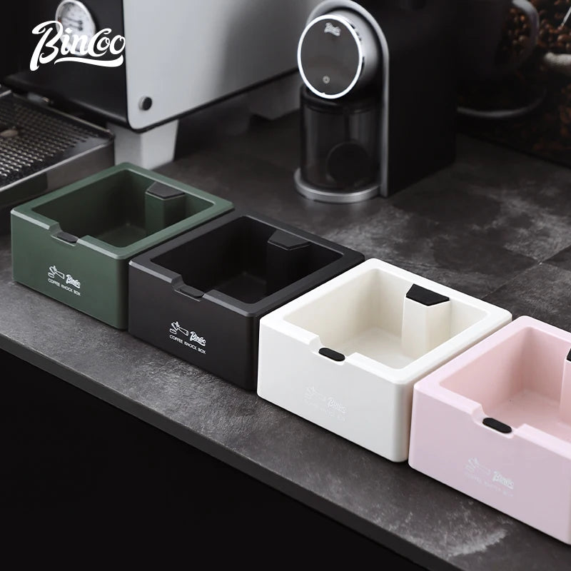 Bincoo ABS Coffee Knock Box, Square Anti-Slip Design with Silicone Base for Espresso Grounds, Home & Cafe Use