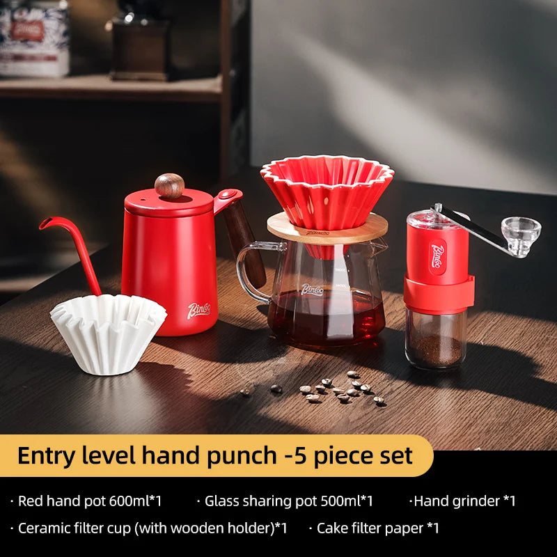 BINCOO 350ml/600ml Coffee Filter Cup Hand Brew Coffee Pot Coffee Sharing Pot Reusable Funnel Dripper Filter Coffee Utensils Set