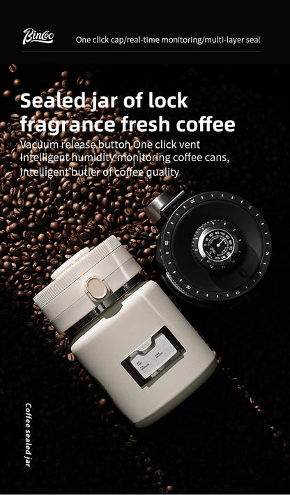 Bincoo Coffee Bean Vacuum Sealed Tank Stainless Steel Grain Tea Nut Keep Fresh Storage Jars Kitchen Airtight Sealed Cans 1000ML