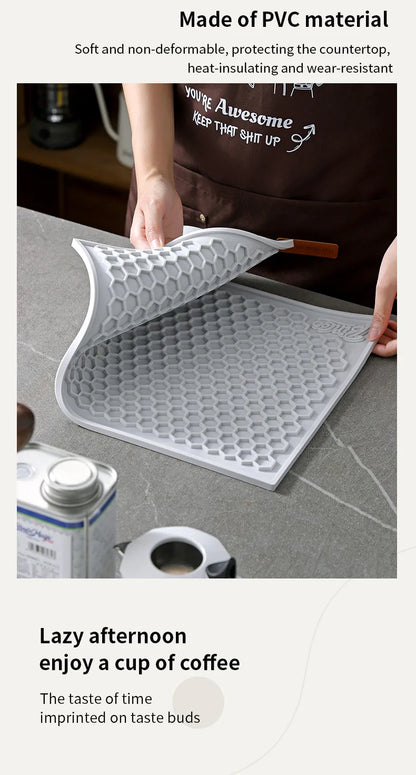 Bincoo 45x30cm Coffee Pressed Powder Mat Drain Mat Bar Mat Non-slip Tabletop Protective Mat Coffee Workbench Supporting Tools
