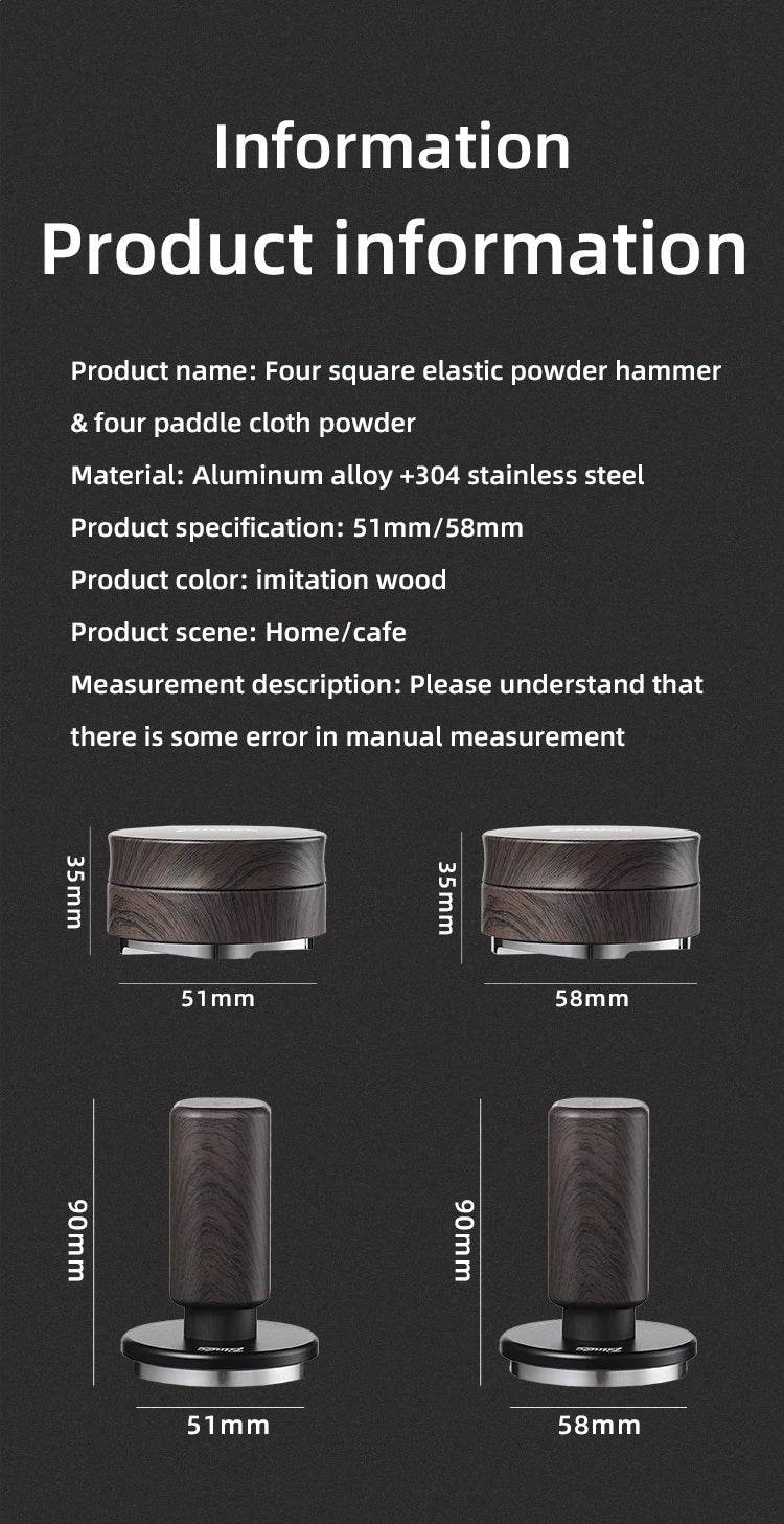 Bincoo Italian Coffee Pressing Tamper Base Set 51/58mm Storage Board Bar Mat Baristas Pressing Powder Hammer Powder Distributor