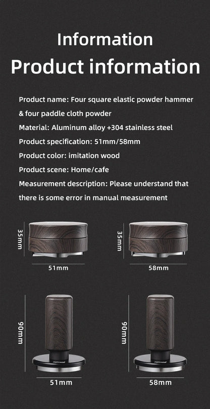 Bincoo Italian Coffee Pressing Tamper Base Set 51/58mm Storage Board Bar Mat Baristas Pressing Powder Hammer Powder Distributor