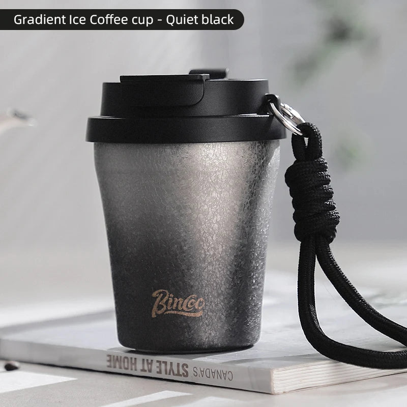 Coffee Insulated Cup 280ML Outdoor Portable Ice Cup Travel Coffee Mug Spill Proof With Lid Car Direct Drinking Thermos Cup
