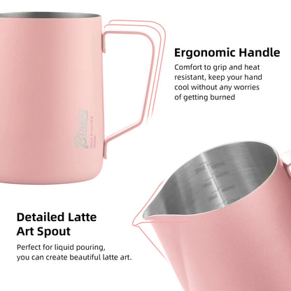Bincoo Pointed Spout Milk Frothing Pitcher, 350ml/600ml Stainless Steel Latte Art Cup, Professional Coffee Steaming Jug