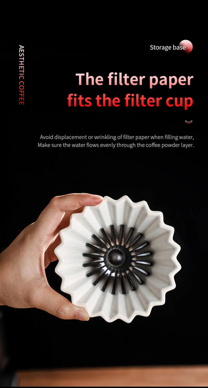 Bincoo Universal Bowl Shape Cone Coffee Filter With Tritan Holder Heat Resistant Paper Filters For Pour Over Brewing