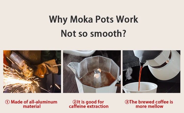 Bincoo Coffee Moka Pot Aluminum 300ml Mocha Pot Classic Italian Espresso Pot Kitchen Home Barista Coffee Machine Accessories