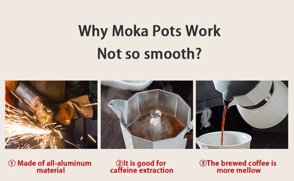 Bincoo Coffee Moka Pot Aluminum 300ml Mocha Pot Classic Italian Espresso Pot Kitchen Home Barista Coffee Machine Accessories