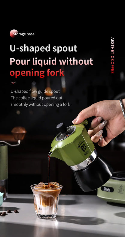 Bincoo Double Valve Moka Pot Espresso Machine Extraction Thermostatic Coffee Mocha Pot Set Outdoor Italian Home Barista Utensils